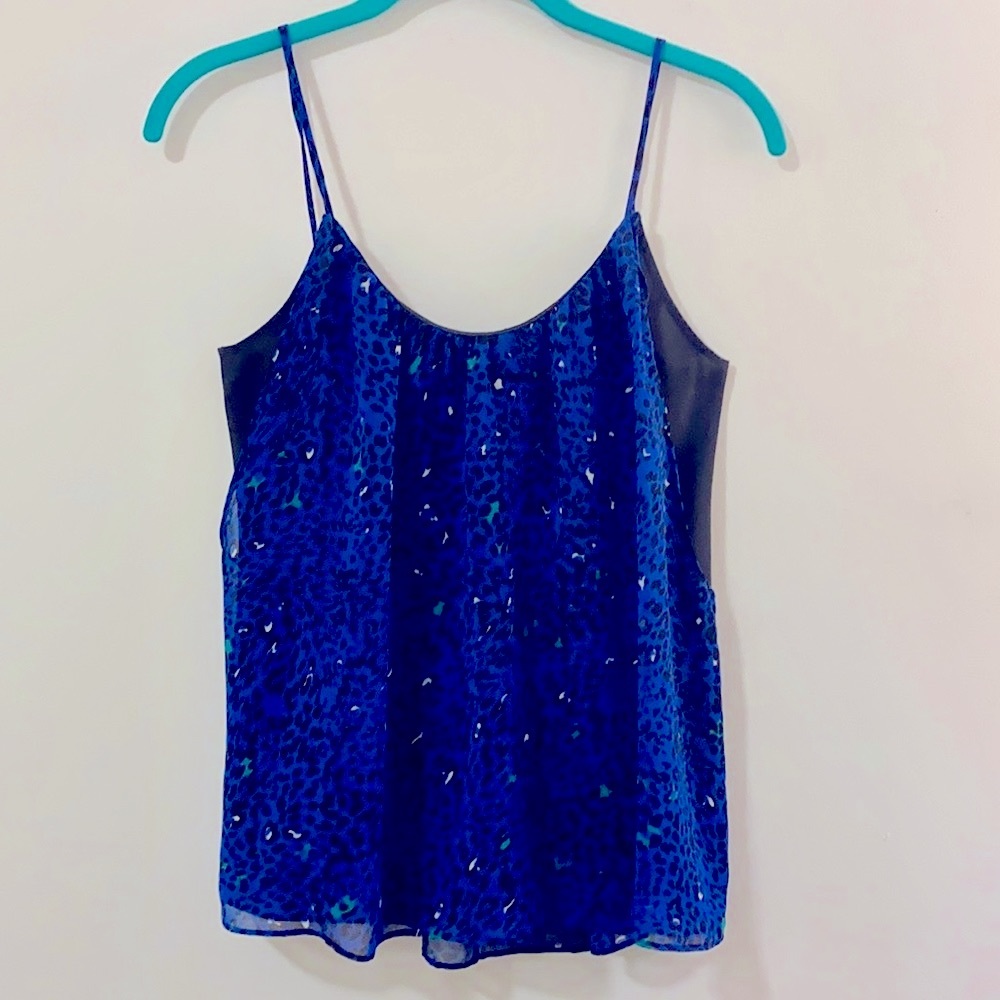AQUA by Bloomingdale's Blue Cheetah Print Top